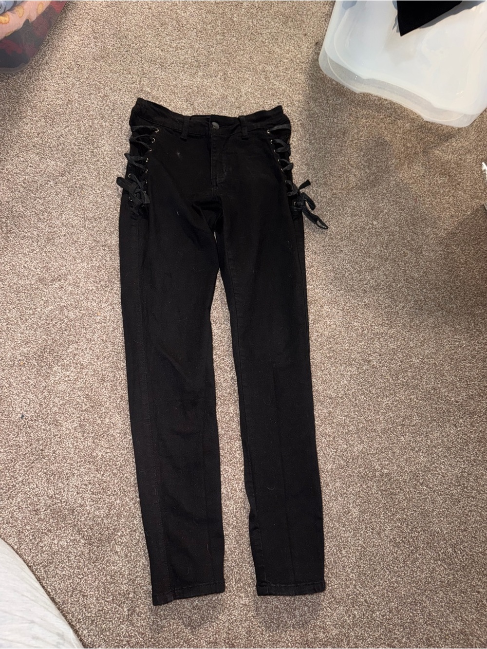 Fashion Nova Black Skinny Jeans with Side Lace-Up